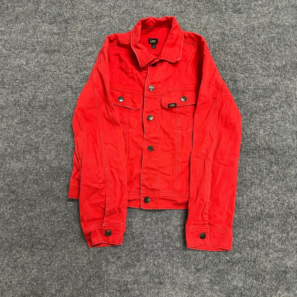 Lee Denim Jacket Womens Size M Red Trucker Classic Fit Stretch Casual Cotton
